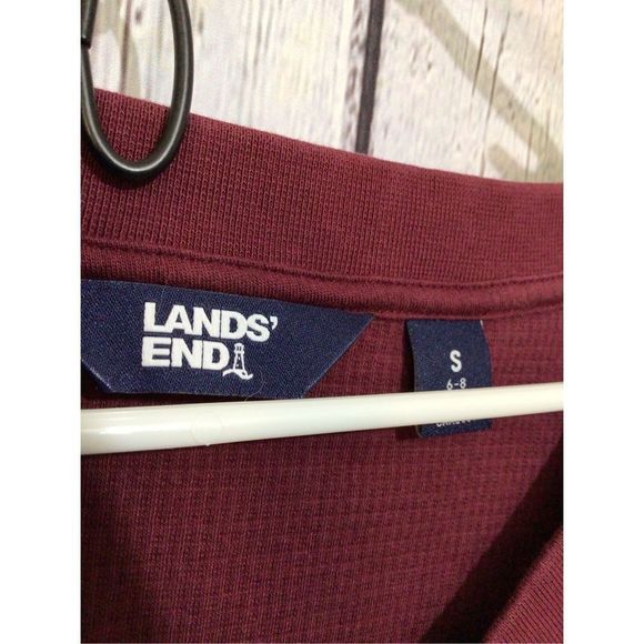 NEW Lands End Thermal Waffle Pattern Shirt Size Small Burgundy 💕 - Picture 2 of 12